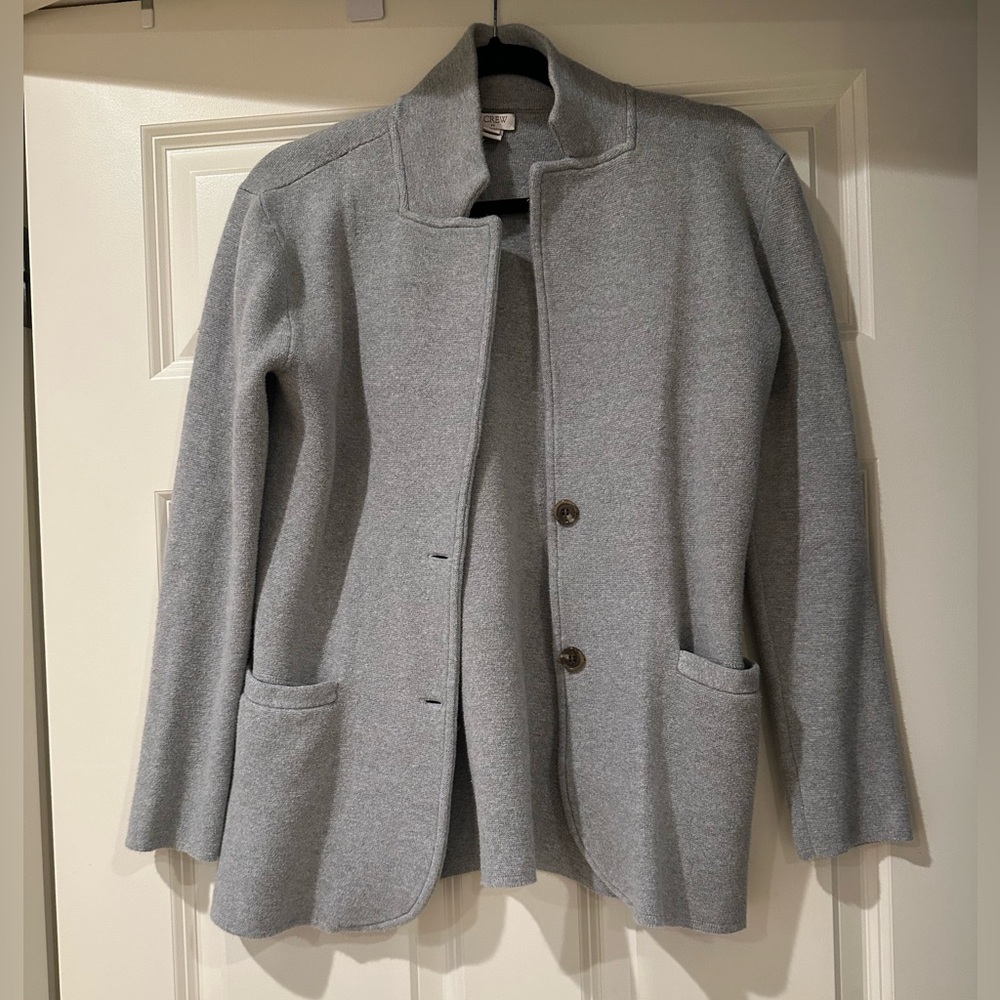 J. Crew Cotton Collarless Sweater Blazer